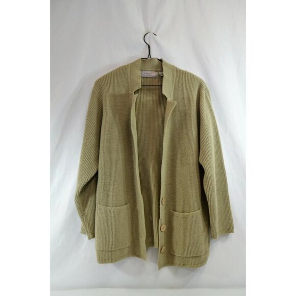 Woodwards Sweaters - Woodward's Collection Cardigan Sweater Womens Large Vtg Loose Fit 90s Beige